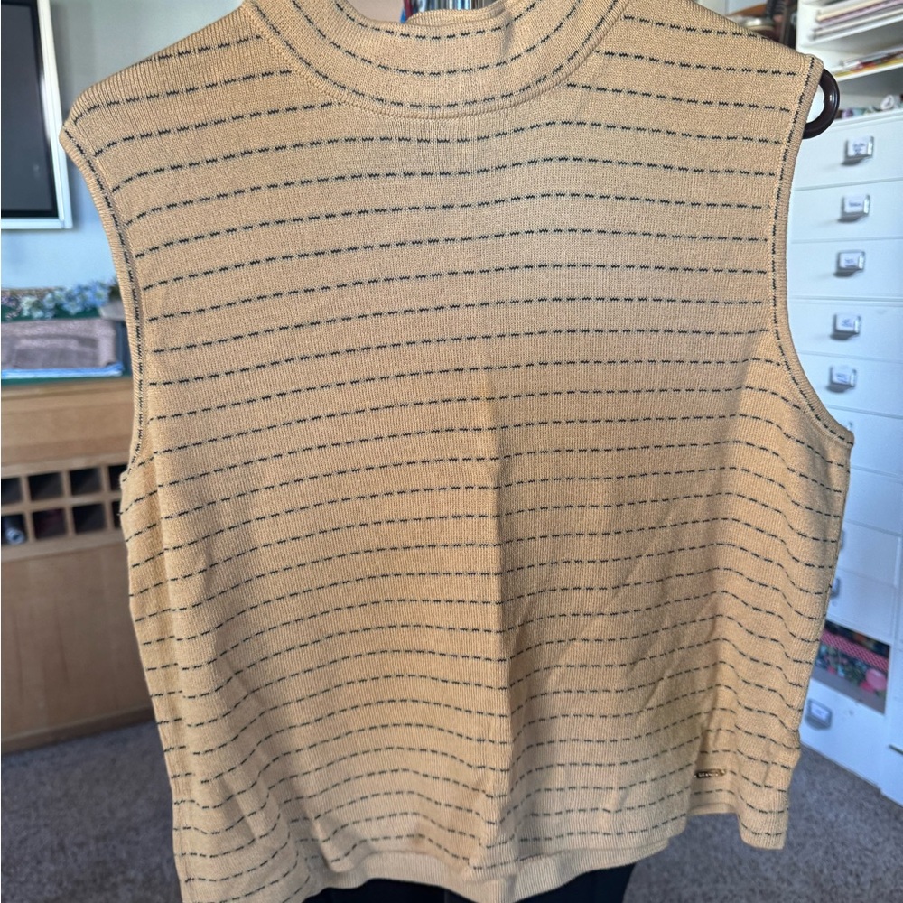 St. John Sport by Marie Gray Tan Sleeveless Sweater